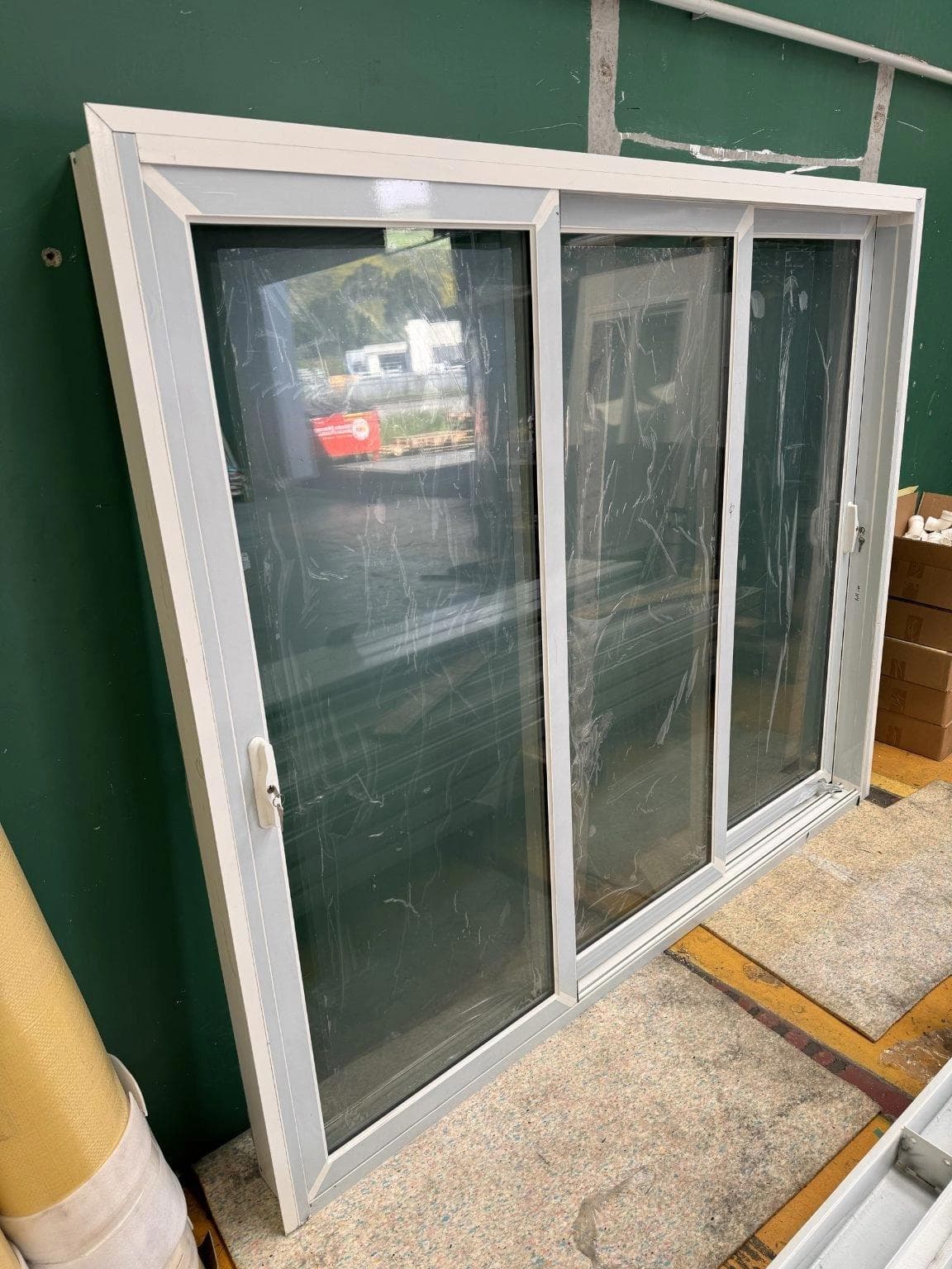 White Stacker 3-Panel Aluminium Sliding Door image 1