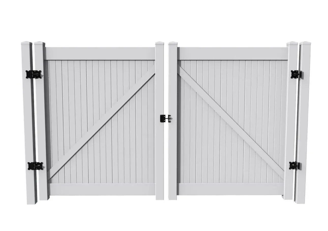 Vinyl Fence Double Gates — Price for White PVC Driveway Gates